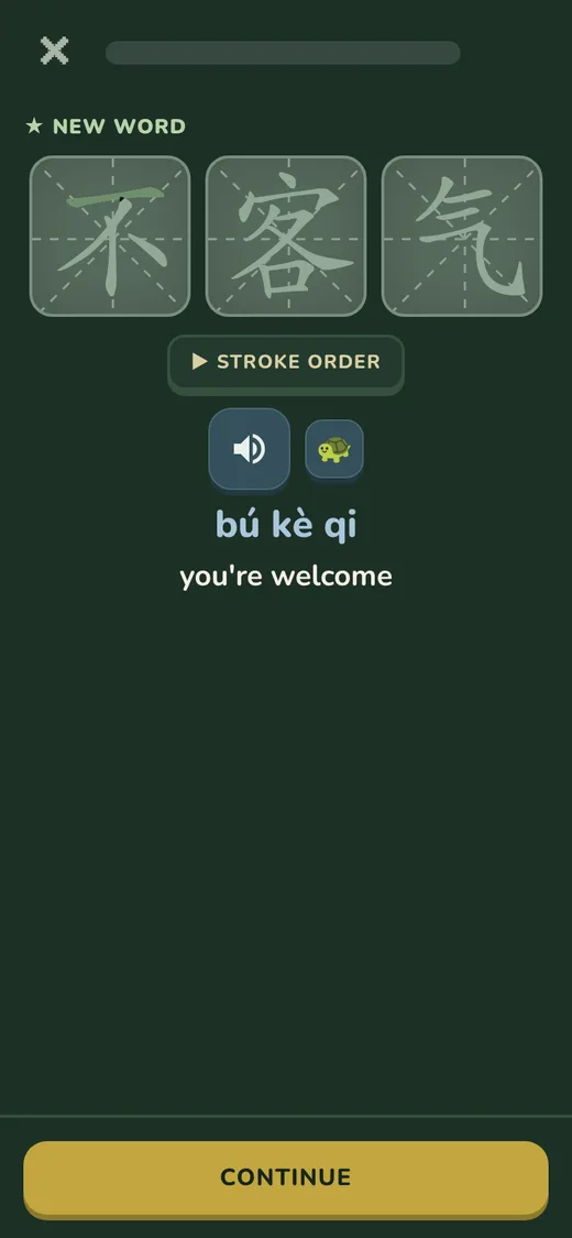 Learning a new word in Bloomko with stroke order